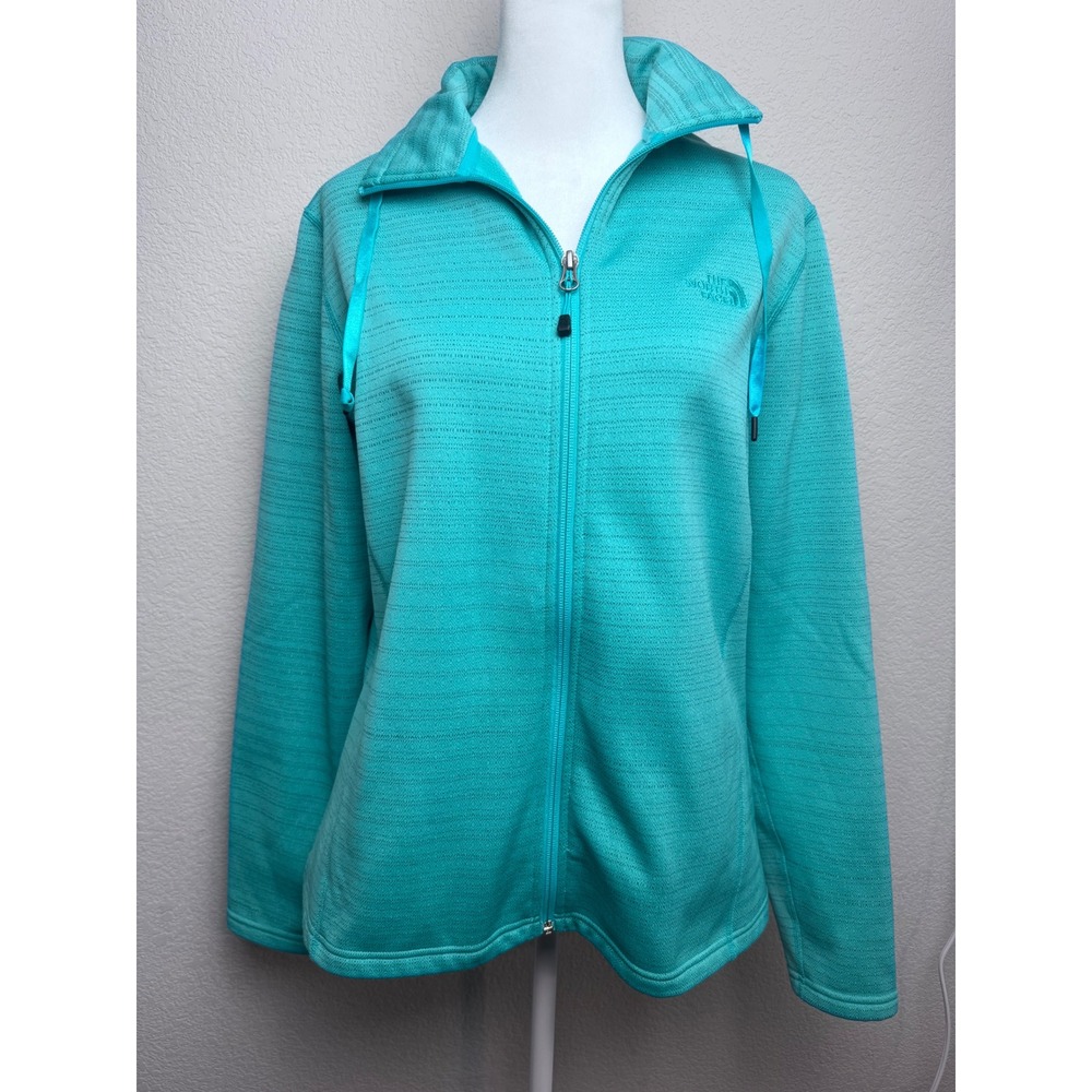 The North Face Womens Full Zip Fleece Jacket Turquoise Blue Textured Size L